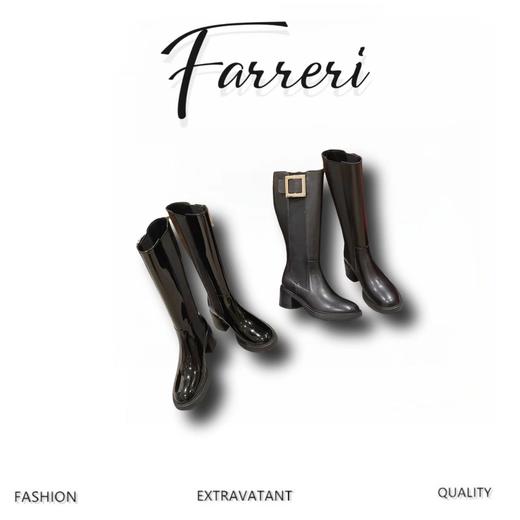 R*V 罗杰·维维亚23秋冬方扣粗跟 直筒长靴 简约精致（HD） 商品图0