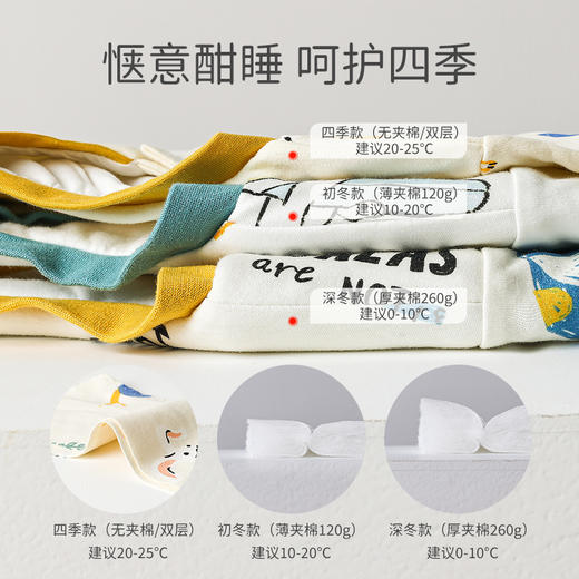 婴儿睡袋春秋冬双层纯棉宝宝睡袋秋冬儿童分腿空调房防踢被四季通用 商品图3