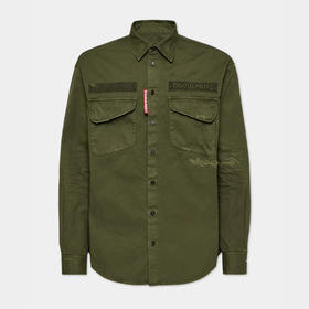 【一】DSQUARED2 男士刺绣字母徽标棉质长袖衬衫 绿色 S74DM0875 S78205 695