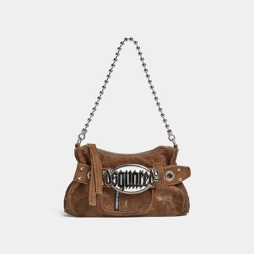 【二】DSQUARED2 女士金属徽标哥特式皮革单肩包 棕色 CLW0031 16807677 5075 商品图0