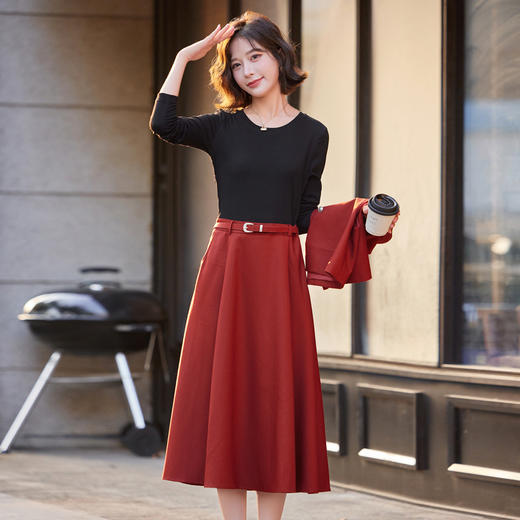 HR YF9686气质马甲连衣裙显瘦套装时尚洋气显瘦高腰 商品图4