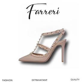 华伦双环铆钉高跟凉鞋