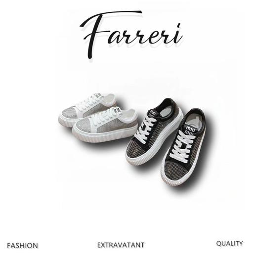 缪家 23新款复古时尚厚底钻面饼干鞋小白鞋 商品图0