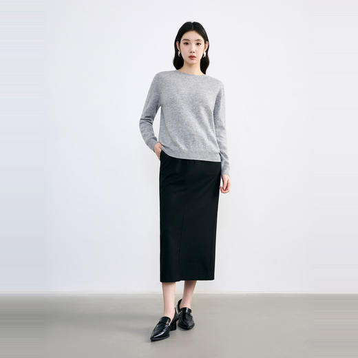 NEELLY纳俪2024秋商场同款气质通勤显瘦直筒铅笔裙女黑色半身裙N24084E04637 商品图2