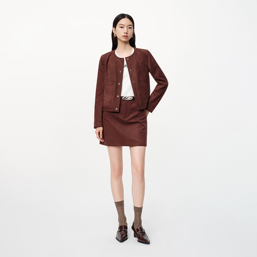 NEELLY纳俪2024秋商场同款复古美拉德圆领短外套女新款正肩夹克N24091C01167 商品图2