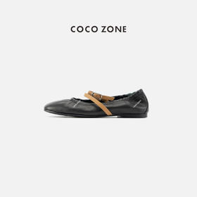 COCO ZONE 复古双带圆头百搭单鞋休闲一字扣女鞋CC2C2040