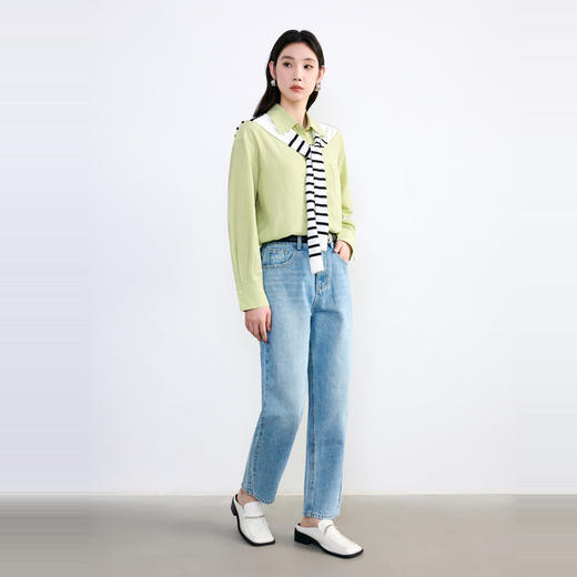 NEELLY纳俪2024秋商场同款莱赛尔长袖衬衣女新款显瘦减龄衬衫上衣N24084B04633 商品图3