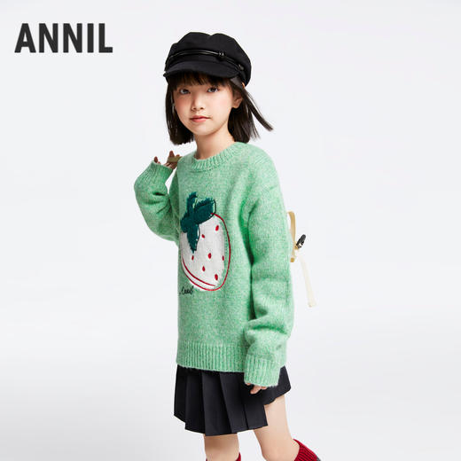女童圆领长袖针织衫冬季新款安奈儿童装EG444514 商品图2