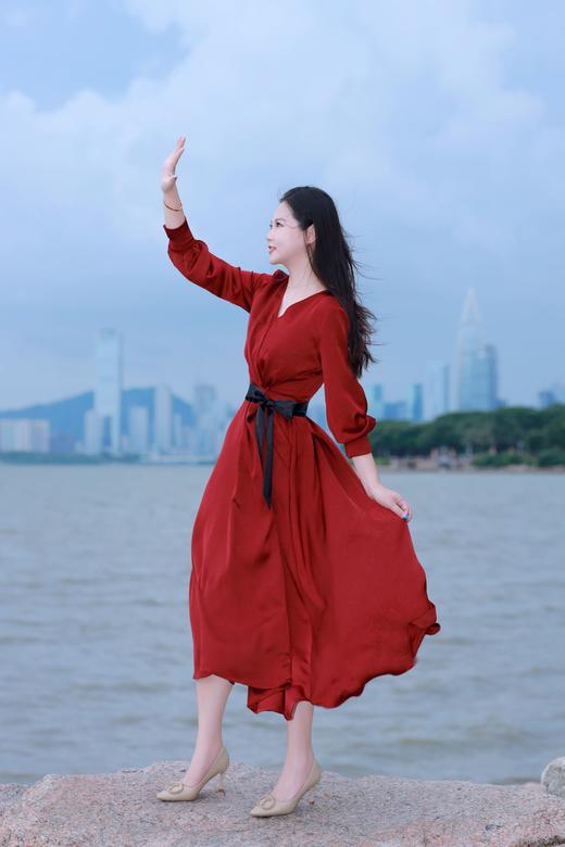 胭脂色连衣裙HJ3S59 商品图1