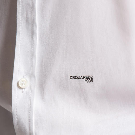 【一】DSQUARED2 男士字母徽标刺绣休闲长袖衬衫 白色 S74DM0659 S44131 100 商品图3