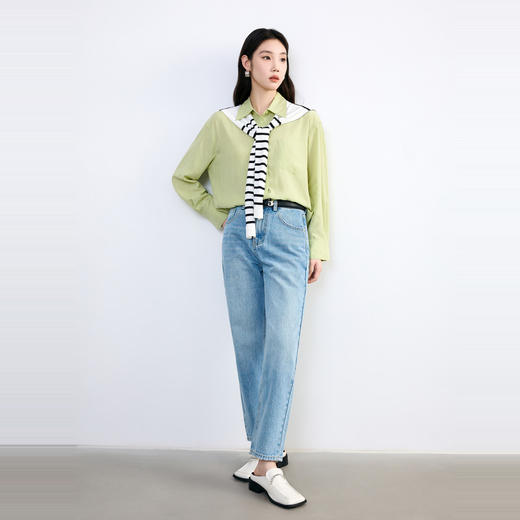 NEELLY纳俪2024秋商场同款莱赛尔长袖衬衣女新款显瘦减龄衬衫上衣N24084B04633 商品图2