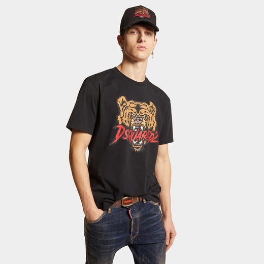 【二】DSQUARED2 男士小熊黑色酷版棉质平纹针织圆领短袖T恤 黑色 S74GD1316 D20014 900 商品图2