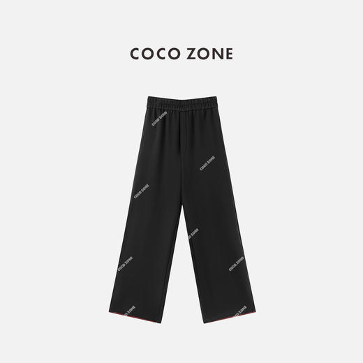 COCO ZONE 100棉时尚松紧腰休闲裤撞色直筒裤CC2C1563 商品图0