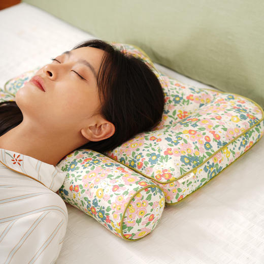 森系碎花分区枕苦荞壳分区枕头圆柱护颈椎助睡眠成人不塌陷不变形可拆洗 商品图0