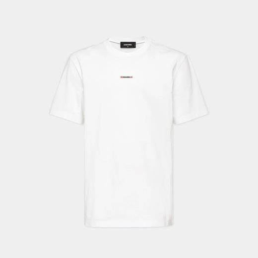 【一】DSQUARED2 男士徽标贴片棉质平纹针织圆领短袖T恤 白色 S74GD1353 D20020 100 商品图0