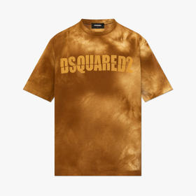 【一】DSQUARED2 男士字母徽标印花棉质平纹针织圆领短袖T恤 棕色 S74GD1306 S22427 133