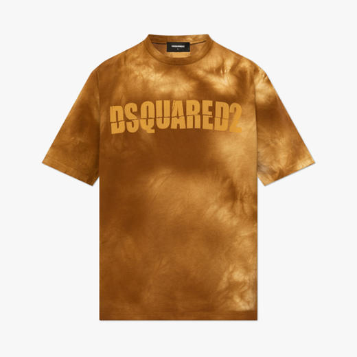 【一】DSQUARED2 男士字母徽标印花棉质平纹针织圆领短袖T恤 棕色 S74GD1306 S22427 133 商品图0
