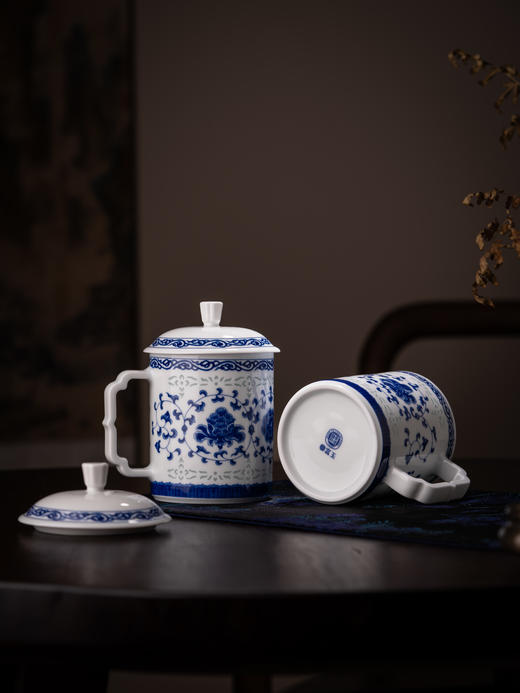 富玉 |  景德镇青花玲珑陶瓷水杯国色灵韵办公杯套组礼盒装伴手礼 商品图7