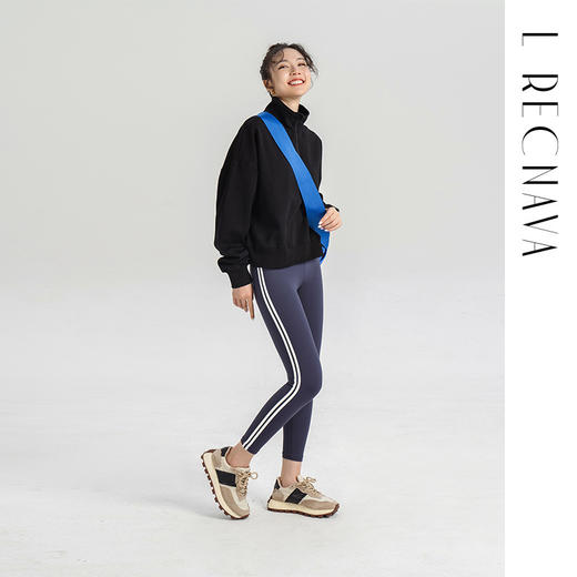 【双面裸感高弹】减龄学院风瑜伽裤 云感软糯 紧致塑形 侧边双杠九分裤打底裤 商品图9