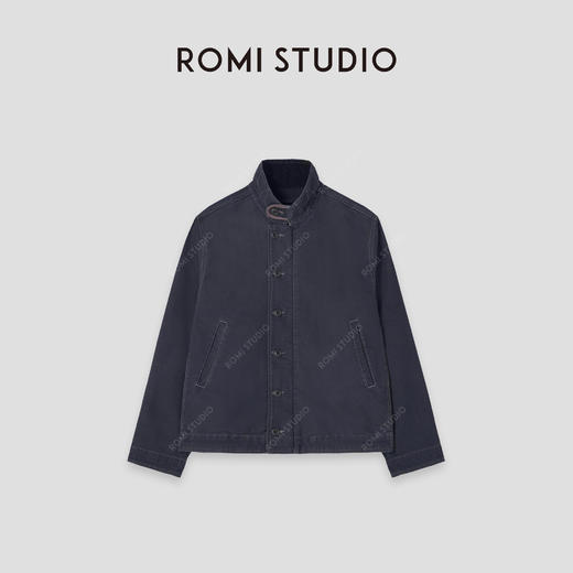 ROMI STUDIO“美式复古”厚编织斜纹棉哈灵顿立领夹克外套 431W8074 商品图3