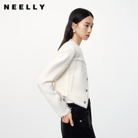 NEELLY纳俪2024秋商场同款肌理感小香风短外套女新款纯色正肩显瘦N24091C01172