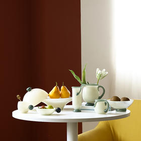 中古风轻奢餐桌双色拼接花瓶迷你水杯果盘碟子餐盘香薰烛台装饰品