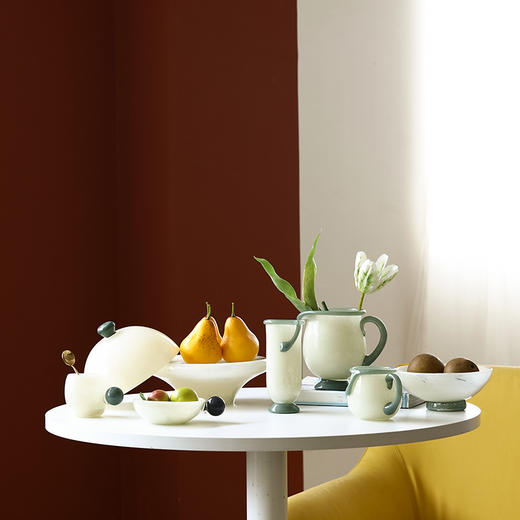 中古风轻奢餐桌双色拼接花瓶迷你水杯果盘碟子餐盘香薰烛台装饰品 商品图0