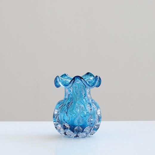 碧轩现代手工厚重蓝色琉璃钱袋子气泡花瓶家居客厅插花样板间艺术 商品图1