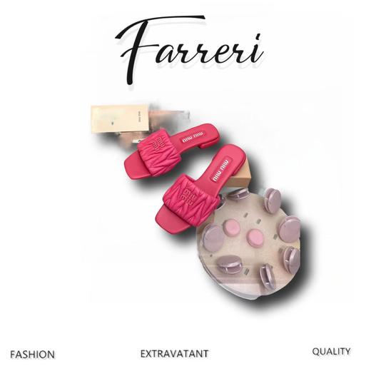 miui*2023ss春夏新款平底皱小羊皮凉鞋拖鞋 商品图0