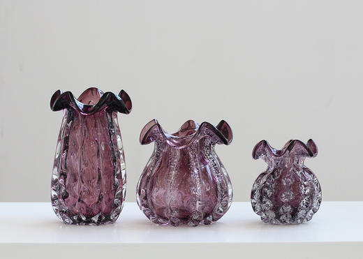 碧轩紫色福袋厚重气泡水晶艺术花瓶桌面玄关摆件家用客厅桌面花瓶 商品图0