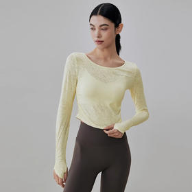 跃牌【健舞健美】系列 瑜伽长袖t恤女新款高级感健身美背罩衫8686