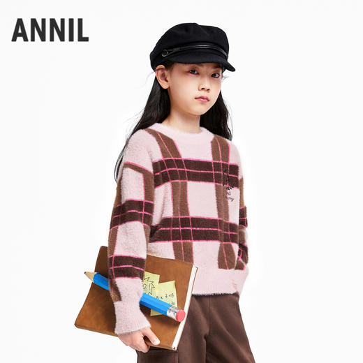 女童圆领长袖针织衫冬季新款安奈儿童装EG444512 商品图1