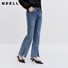 NEELLY纳俪商场同款蓝色牛仔裤女修身阔腿微喇长裤百搭时尚秋季N24084H04659 商品缩略图0