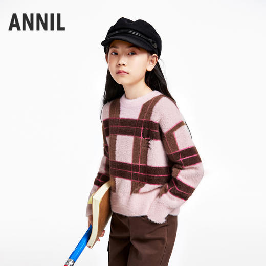 女童圆领长袖针织衫冬季新款安奈儿童装EG444512 商品图2