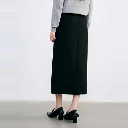 NEELLY纳俪2024秋商场同款气质通勤显瘦直筒铅笔裙女黑色半身裙N24084E04637 商品图1