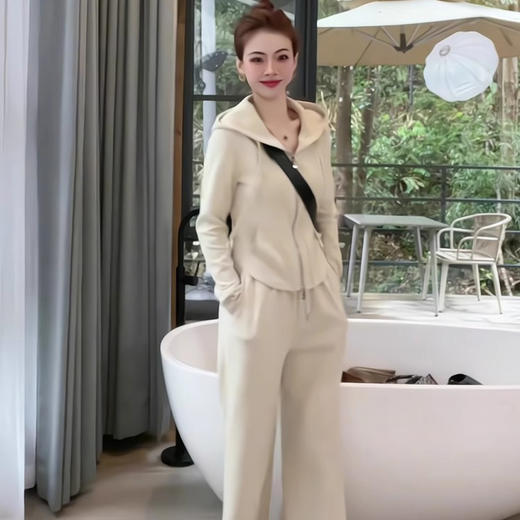 跃牌【健舞健美】系列 瑜伽套装女新款加厚保暖长袖连帽健身服户外跑步运动阔腿裤两件套8679+6973 商品图3