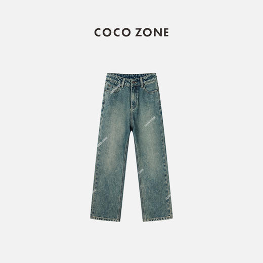 COCO ZONE 复古美式牛仔九分裤百搭显瘦直筒阔腿裤 23C19698 商品图0
