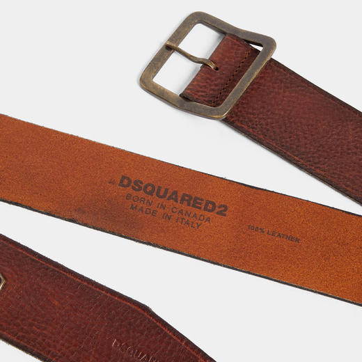 【二】DSQUARED2 男士皮革复古搭扣腰带 棕色 BEM0603 12900001 M1771 商品图3
