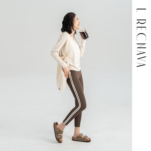 【双面裸感高弹】减龄学院风瑜伽裤 云感软糯 紧致塑形 侧边双杠九分裤打底裤 商品图7