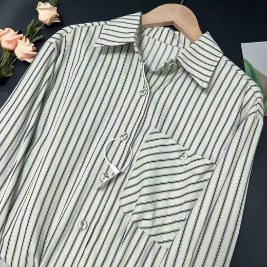 【秋上新】中长韩系条纹衬衫-喜出 商品图2