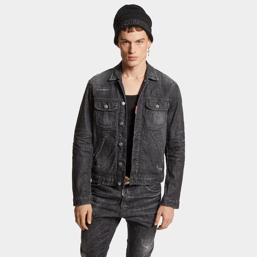 DSQUARED2 男士易洗牛仔夹克外套 黑色 S74AM1522 S30357 900 商品图1