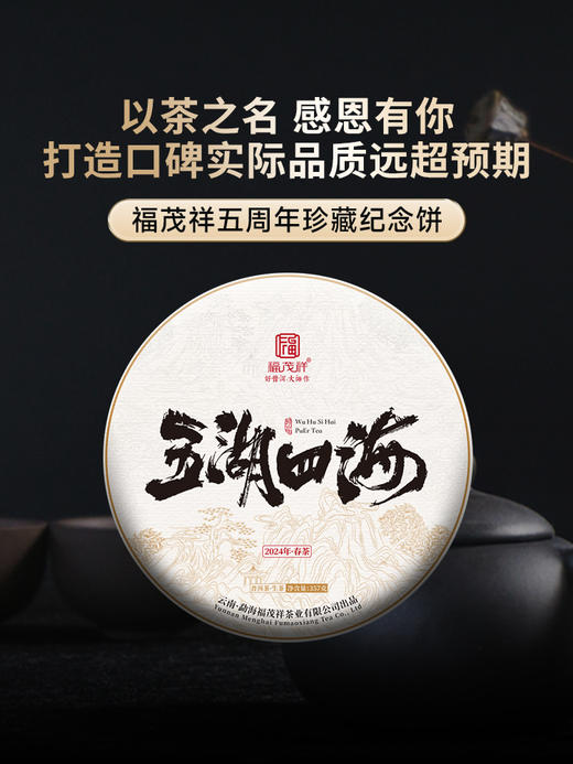 【五湖四海】福茂祥五周年珍藏纪念饼 2024年临沧邦东岩茶云南普洱生茶357g饼茶 商品图0