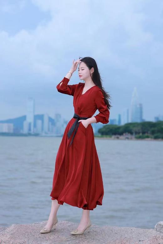 胭脂色连衣裙HJ3S59 商品图0