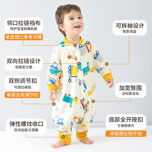 婴儿睡袋春秋冬双层纯棉宝宝睡袋秋冬儿童分腿空调房防踢被四季通用 商品图1
