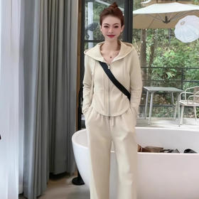 跃牌【健舞健美】系列 瑜伽套装女新款加厚保暖长袖连帽健身服户外跑步运动阔腿裤两件套8679+6973