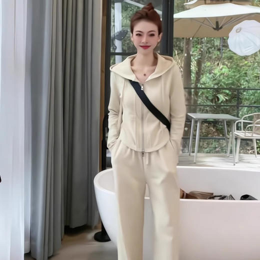 跃牌【健舞健美】系列 瑜伽套装女新款加厚保暖长袖连帽健身服户外跑步运动阔腿裤两件套8679+6973 商品图0