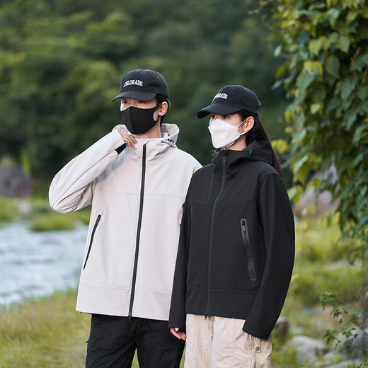 幸运鹿情侣款保暖三防连帽鸟家平替石墨烯软壳外套 商品图0