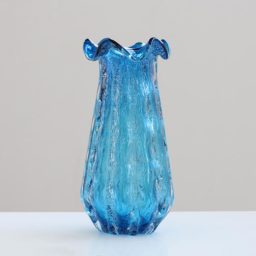 碧轩现代手工厚重蓝色琉璃钱袋子气泡花瓶家居客厅插花样板间艺术 商品图3