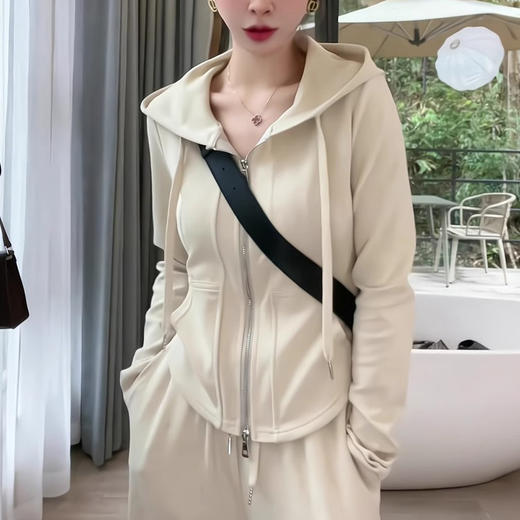 跃牌【健舞健美】系列 瑜伽套装女新款加厚保暖长袖连帽健身服户外跑步运动阔腿裤两件套8679+6973 商品图1