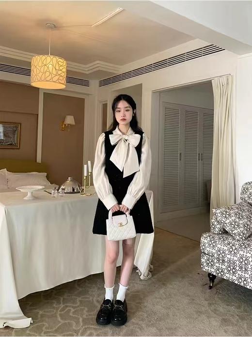 【GZ】无忧购小香风粗花呢连衣裙+蝴蝶结衬衫两件套6825(截单后7天发货)25年清仓捡漏 商品图5